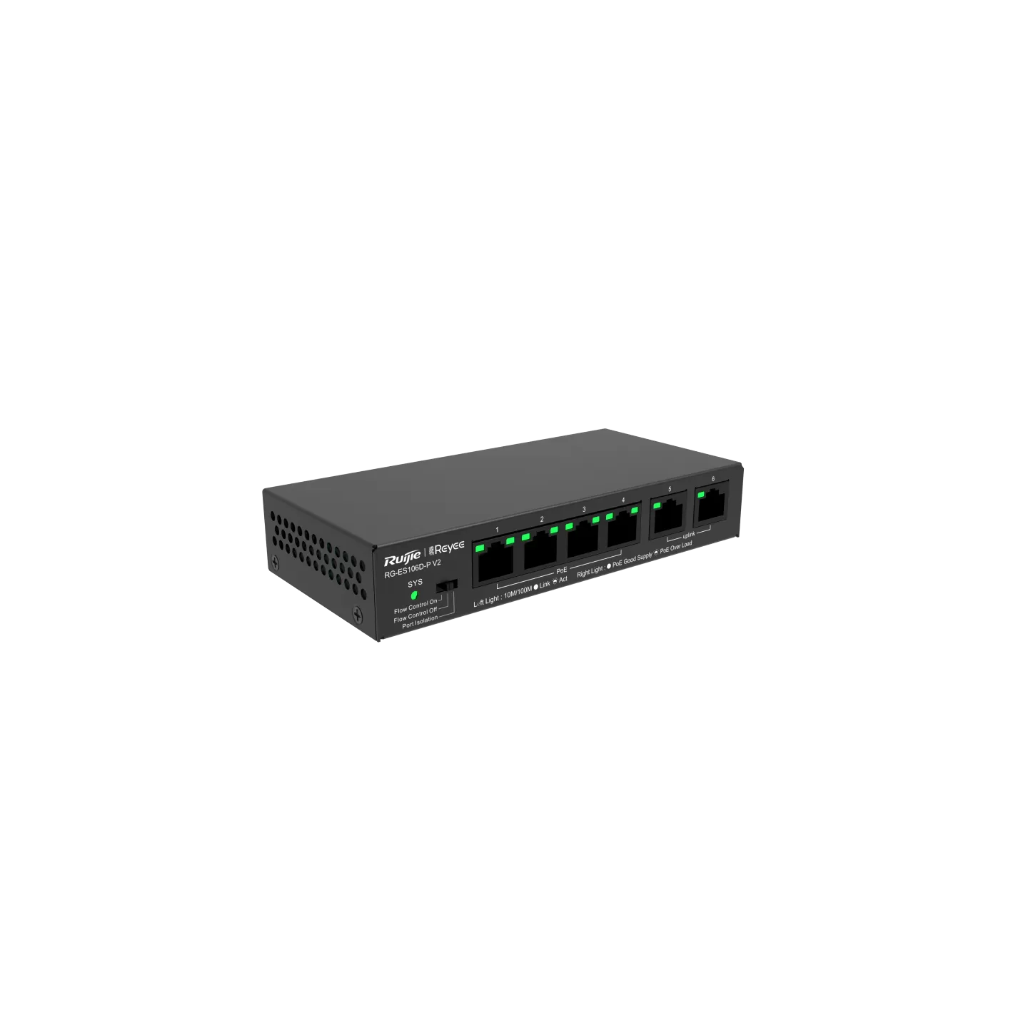 Thiết bị chuyển mạch Mbps 6 cổng 10/100 dạng để bàn không được quản lý RG-ES106D-P V2